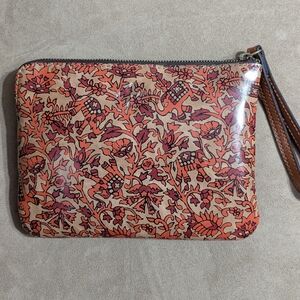 Patricia Nash Tan and Red Floral Wristlet